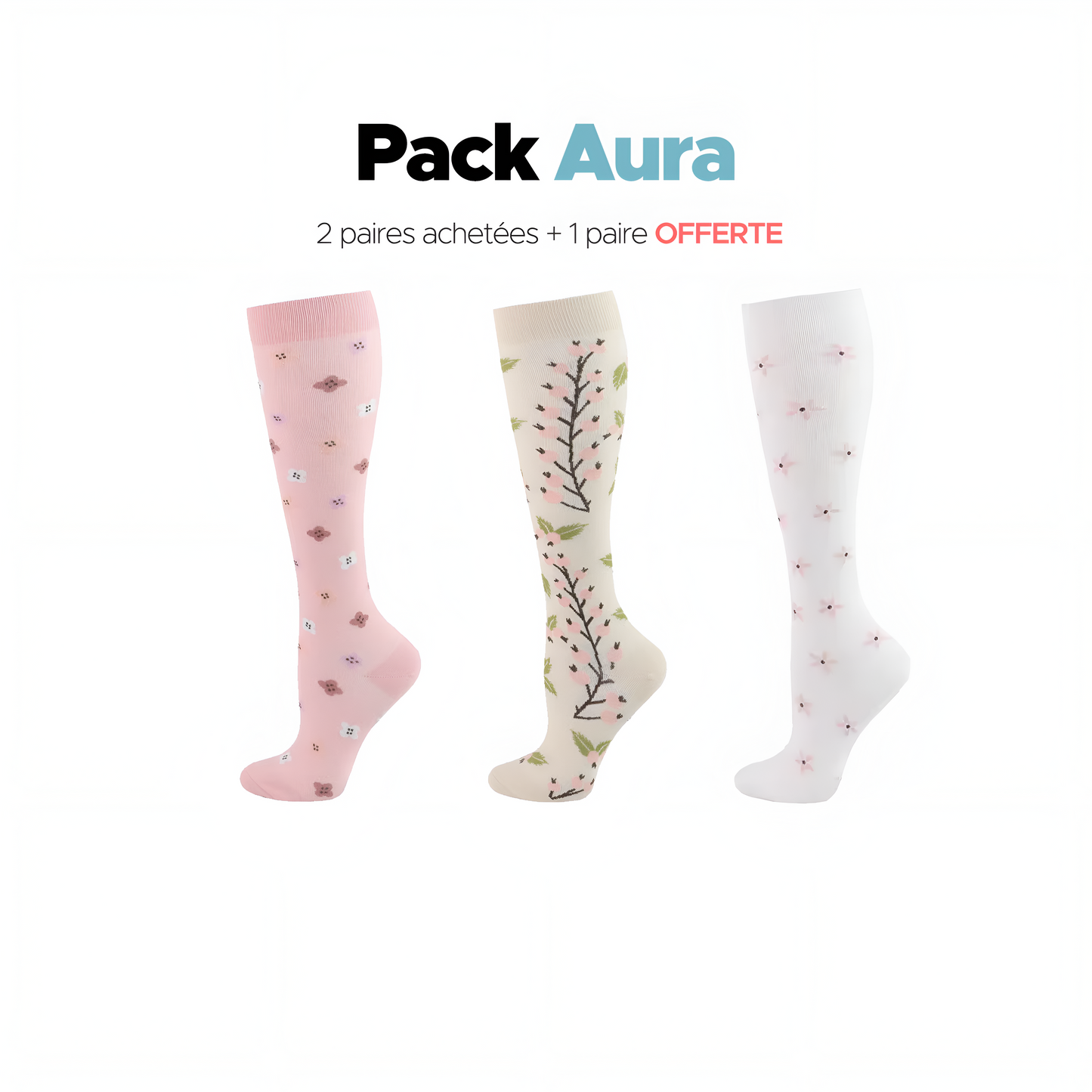 Chaussettes pour femmes 2 paires achetées + 1 paire offerte