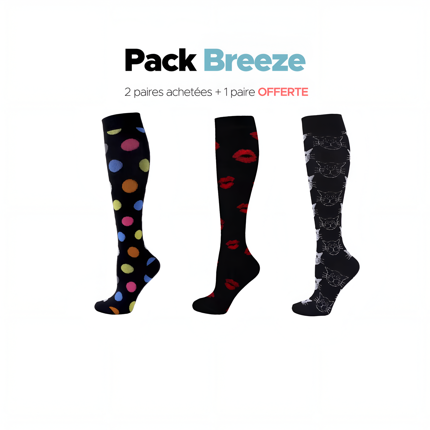 Chaussettes pour femmes 2 paires achetées + 1 paire offerte