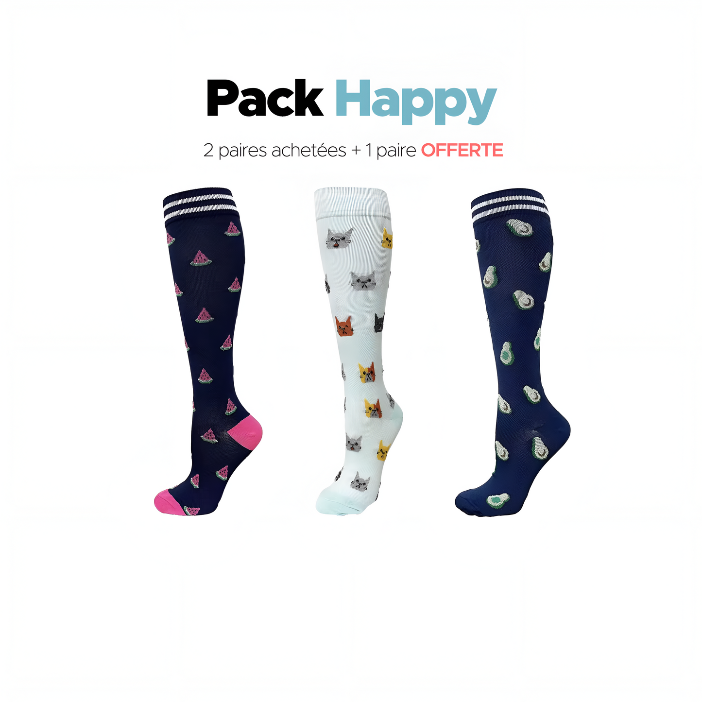 Chaussettes pour femmes 2 paires achetées + 1 paire offerte
