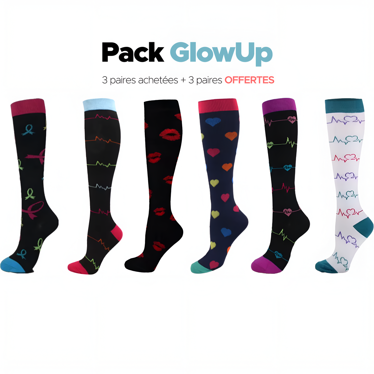 Chaussettes pour femmes 3 paires achetées + 3 paires offertes