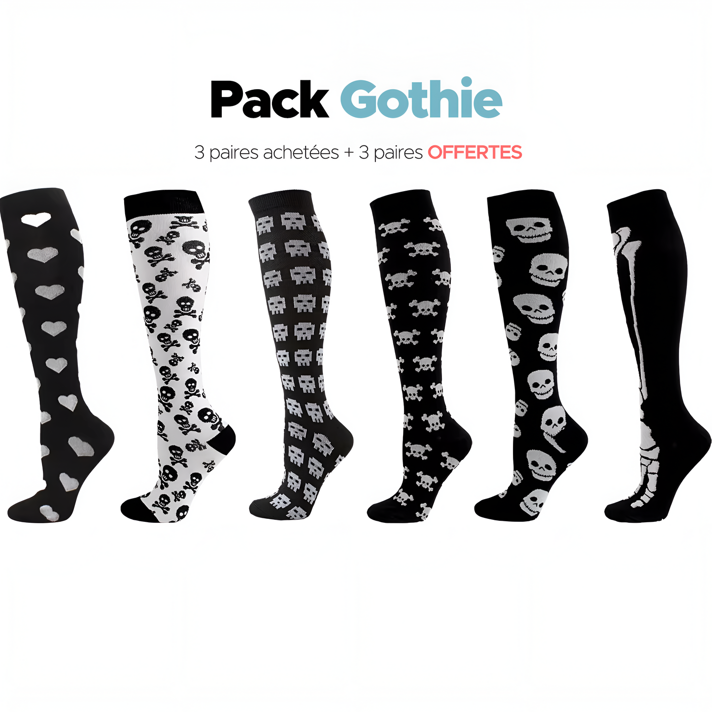 Chaussettes pour femmes 3 paires achetées + 3 paires offertes