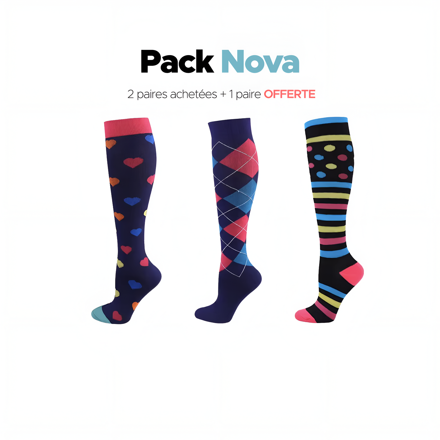 Chaussettes pour femmes 2 paires achetées + 1 paire offerte